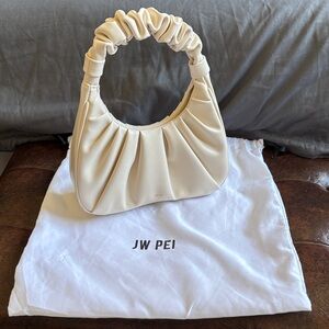 JW PEI Ruched Handle Cream Handbag Purse Shoulder Bag